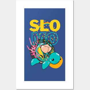 In slow motion like the turtle. Word in abbreviation: SLOMO. Posters and Art